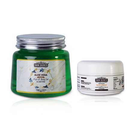 Rajni Herbal Farm Secrets AloeVera Face and Body Gel (220gm) + Soothing Face Cream (100ml)