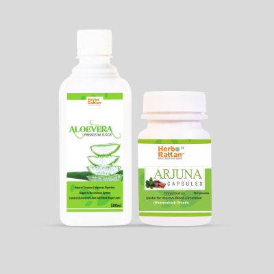 Herbo Rattan AloeVera Premium Juice – 500ml + Arjuna Capsule – 60 Capsules