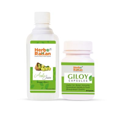 Herbo Rattan Amla Juice – 500ml + Giloy Capsule – 60 capsules