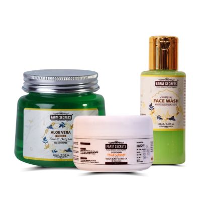 Farm Secrets AloeVera Face and Body Gel (220gm) + Purifying Face Wash (100ml) + Soothing Face Cream (100ml)