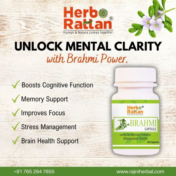 Herbo Rattan Brahmi Capsule 60 Capsules for Improved Focus & Cognitive Health