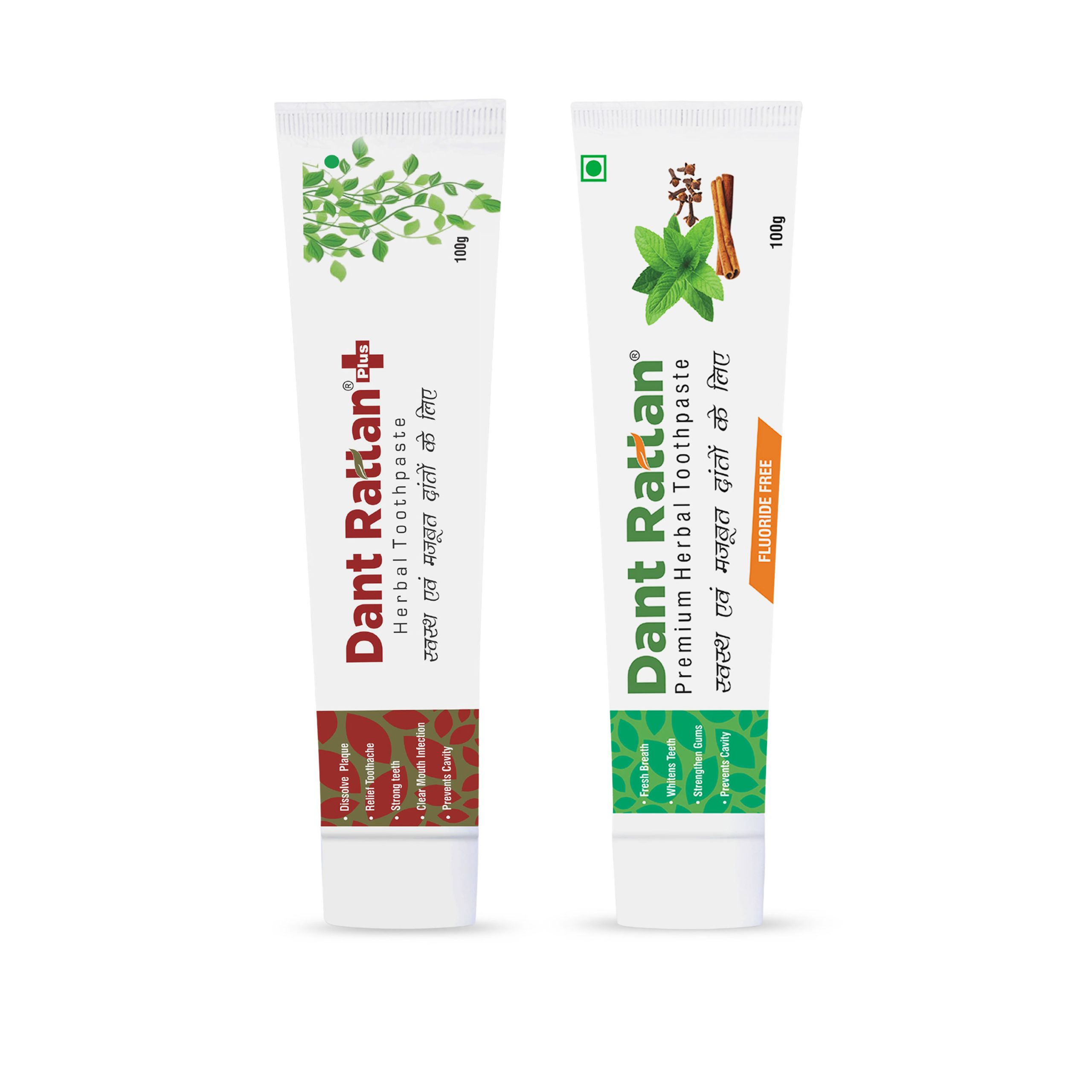 Dant Rattan Plus Herbal Toothpaste (100gm) + Premium Herbal Toothpaste (100gm)