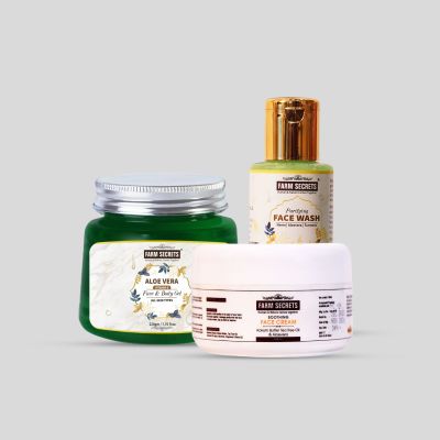 Farm Secrets AloeVera Face and Body Gel (220gm) + Purifying Face Wash (100ml) + Soothing Face Cream (100ml)