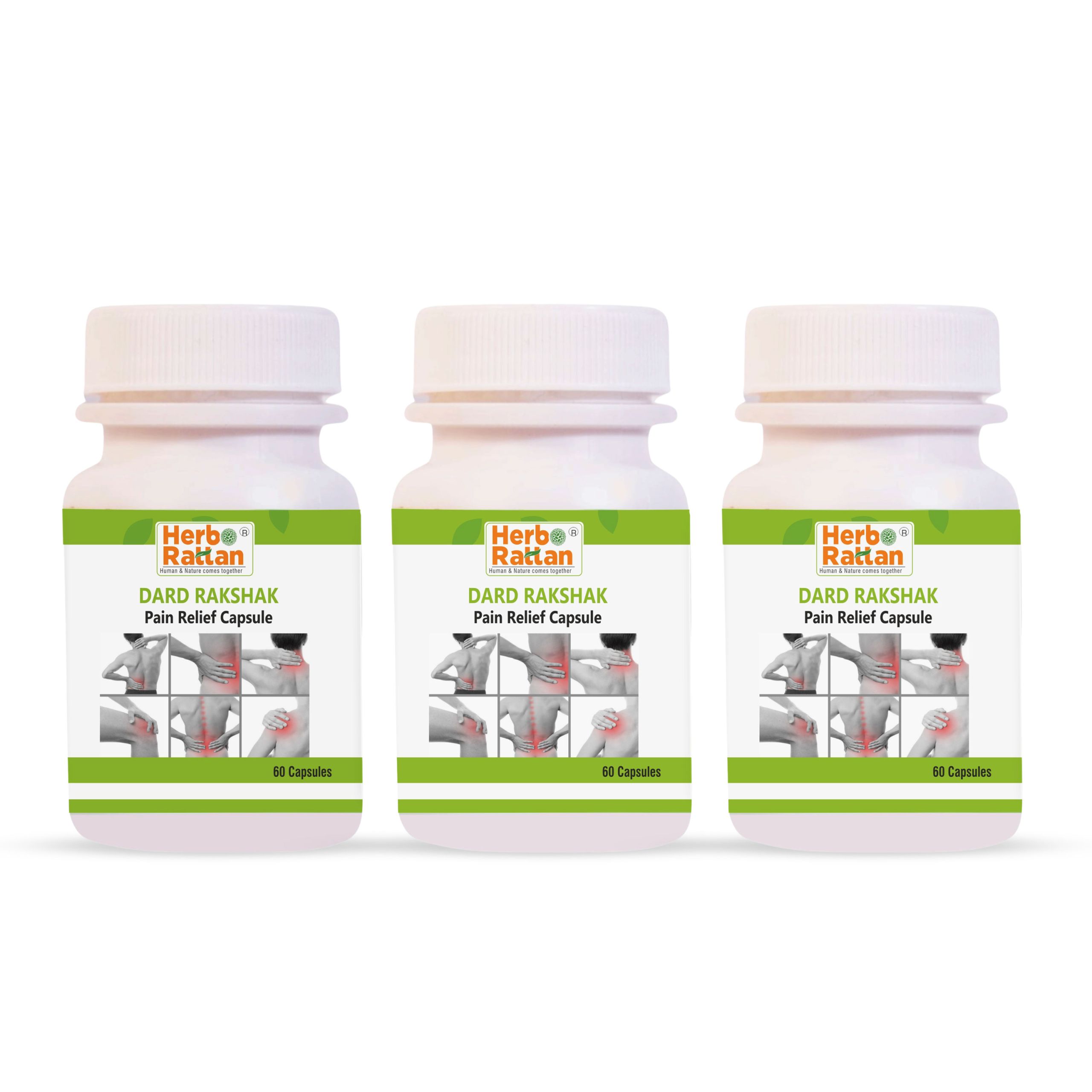 Triple Pack of Herbo Rattan Dard Rakshak Pain Relief Capsules for Muscle and Joint Comfort