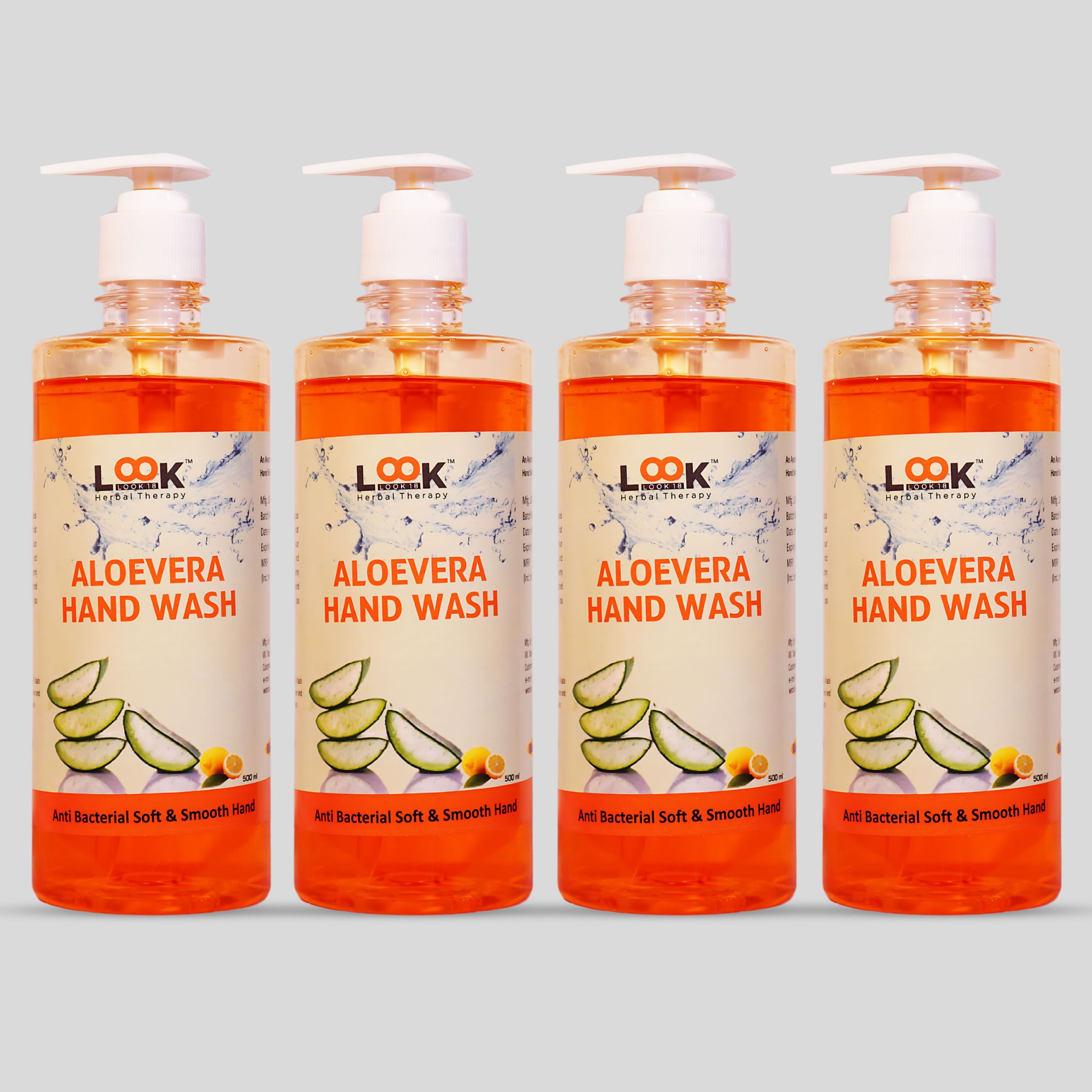 Look 18 Aloe Vera Hand Wash 500ml Pack of 4 for soft and clean hands