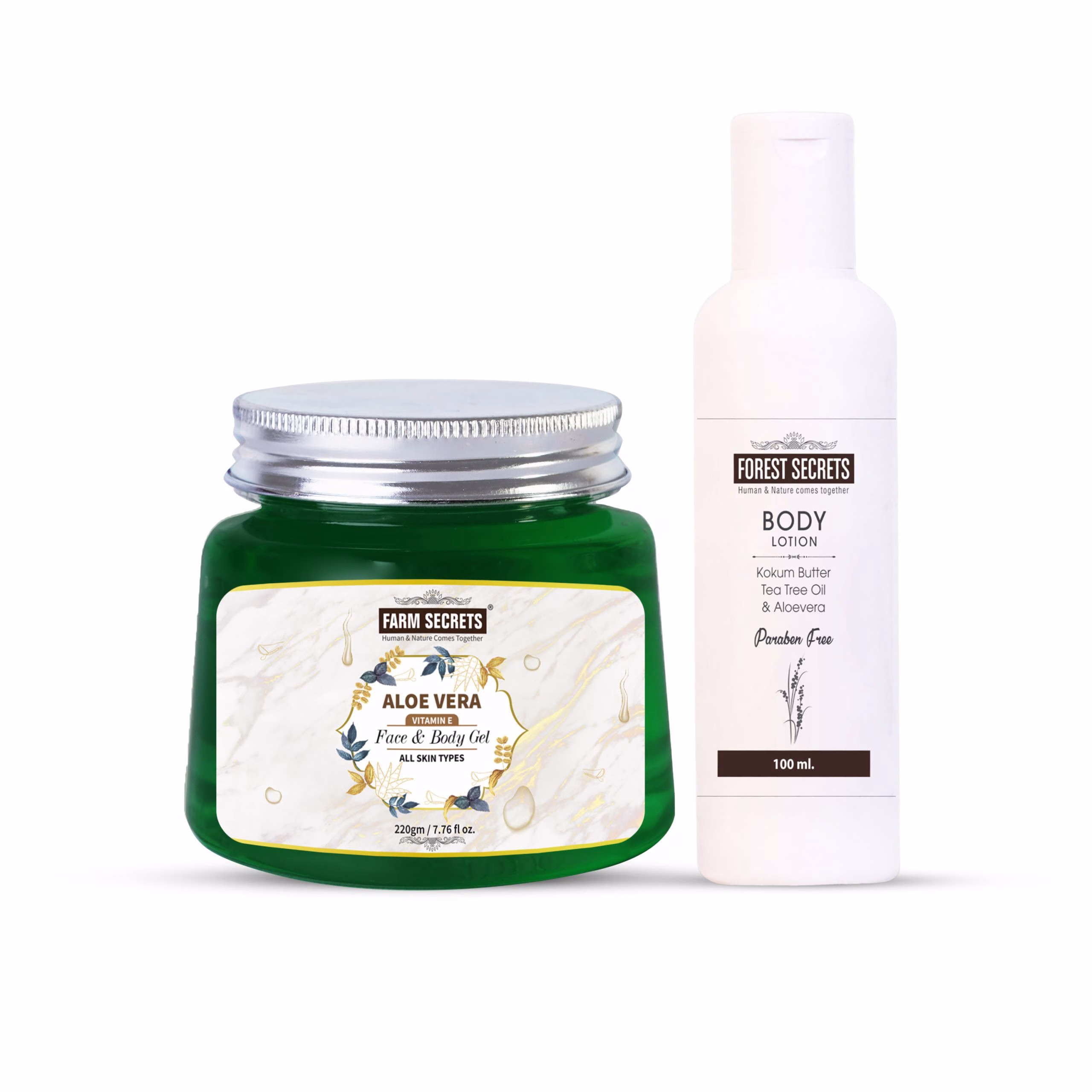 Aloe vera face and body gel with hydrating body lotion combo
